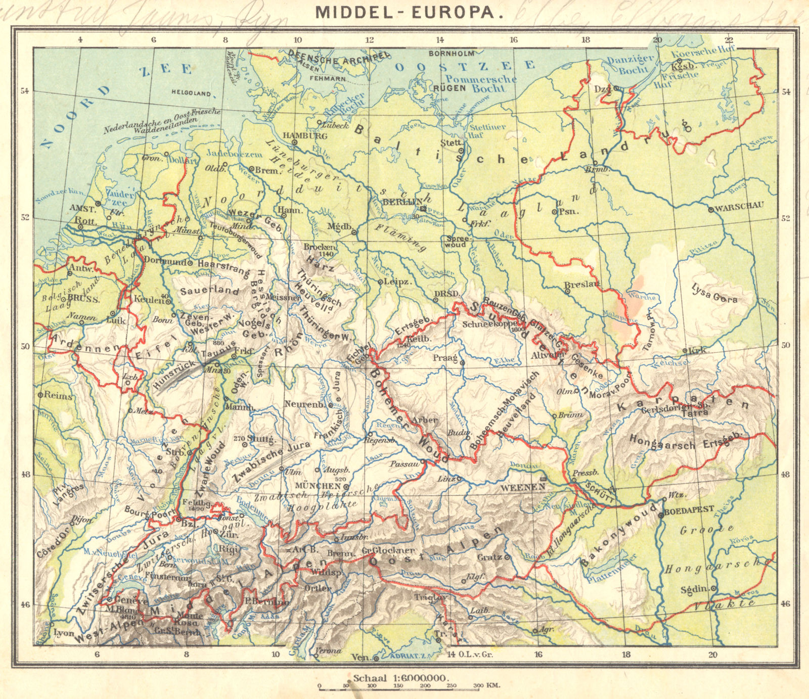 EUROPE. Middel- Europa 1922 old vintage map plan chart