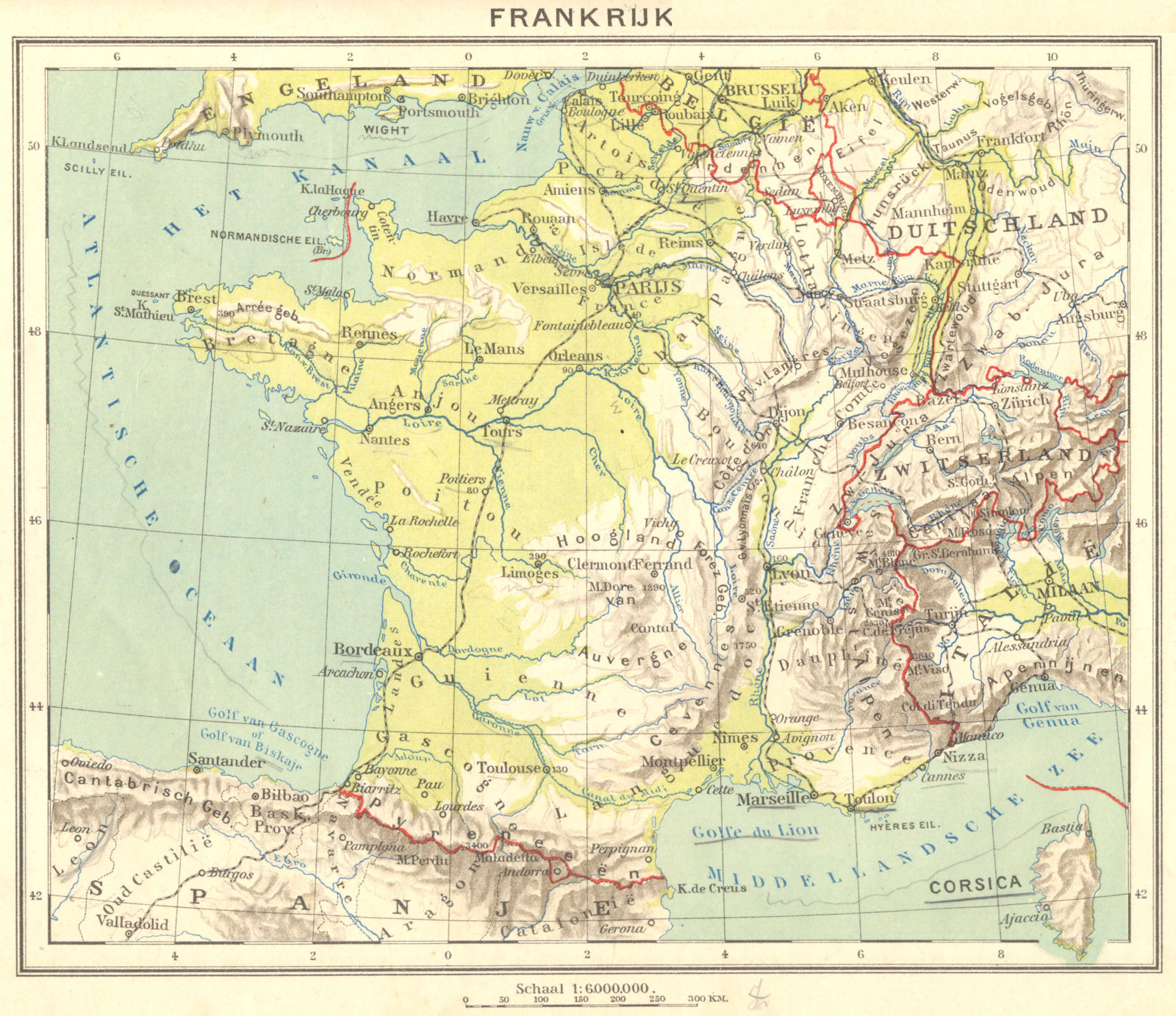 FRANCE. Frankrijk 1922 old vintage map plan chart