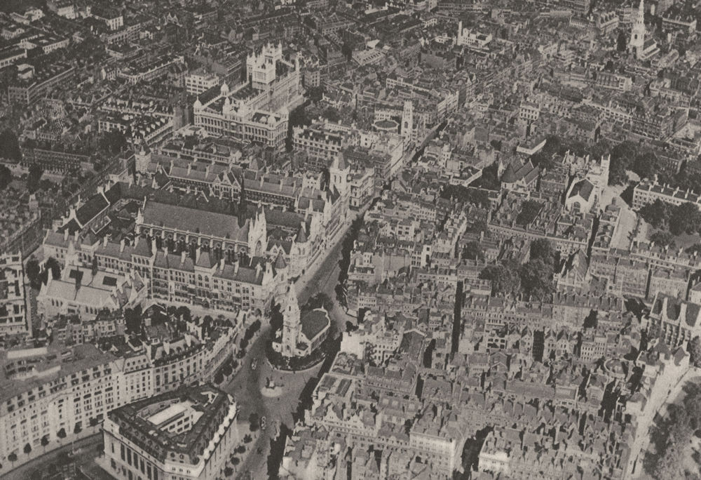 LONDON. Temple & Courts of Justice from the air 1926 old vintage print picture