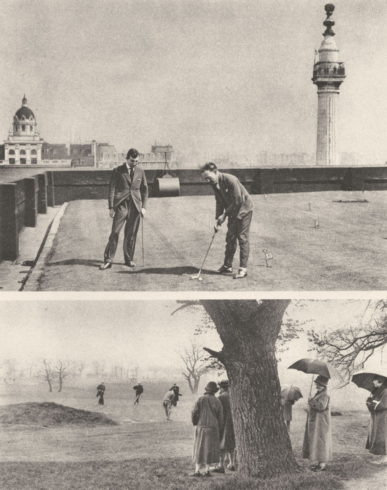 LONDON. Golf. 9th Green Tooting Bec. Only green in the City. roof Monument 1926