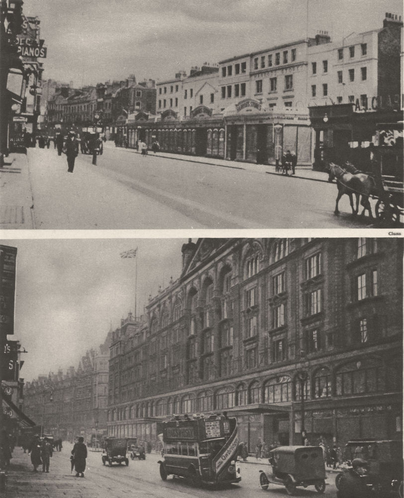 Associate Product HARRODS. Brompton Road as it appeared in 1901 and again in 1926 1926 old print