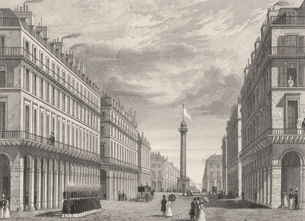 Associate Product ITALY. Rue Castiglione (Que Donne Vers la Place Vendômē)  1831 old print
