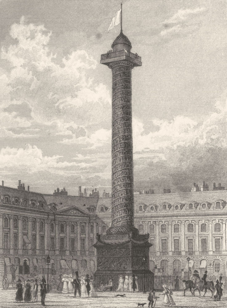 PARIS. Colonne de la Place Vendome (1)  1831 old antique vintage print picture