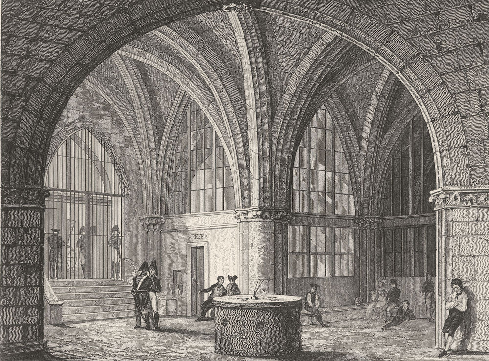 PARIS. L'Entree de la Prison de La Conciergerie 1831 old antique print picture