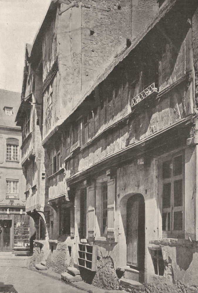 CALVADOS. Bayeux. Maisons Rue de Cathédrale 1895 old antique print picture