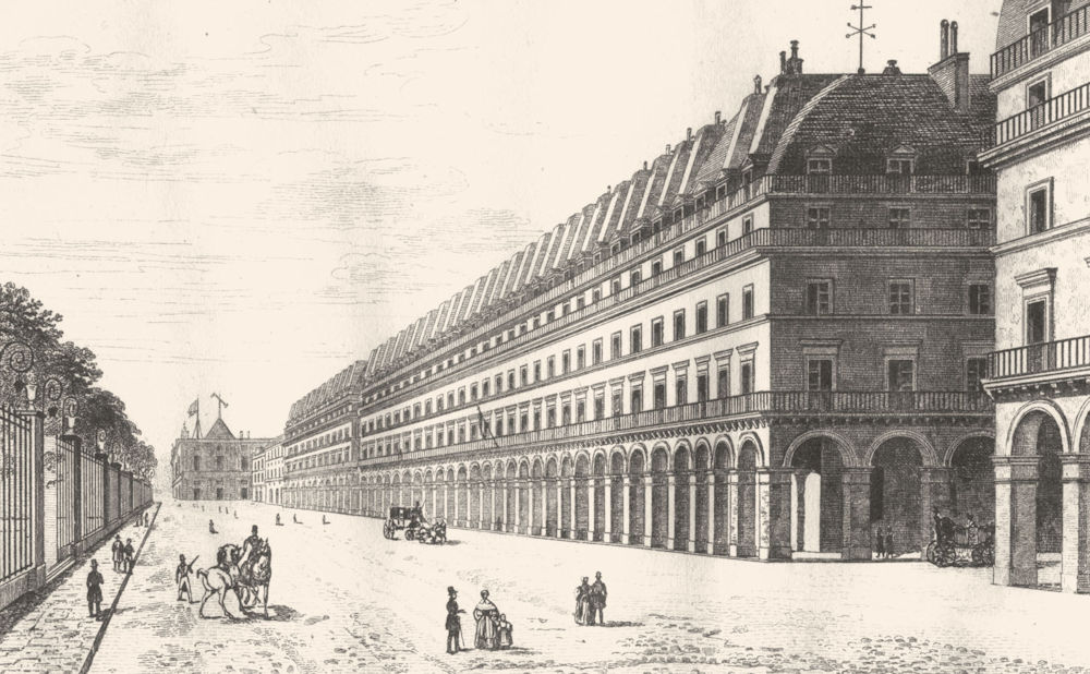PARIS. Rue de Rivoli- Ministère des Finances 1835 old antique print picture