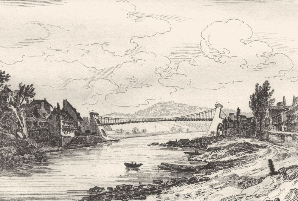 CORRÈZE. Pont d'Argentat 1835 old antique vintage print picture