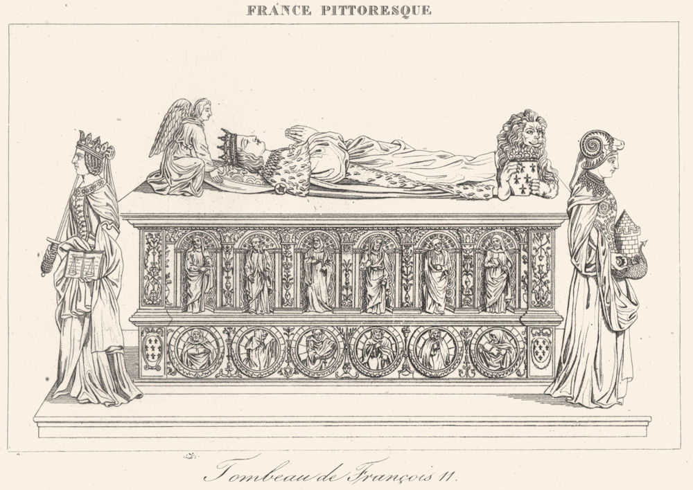 Associate Product LOIRE-ATLANTIQUE. Loire-Inférieure. Tombeau François 2 1835 old print