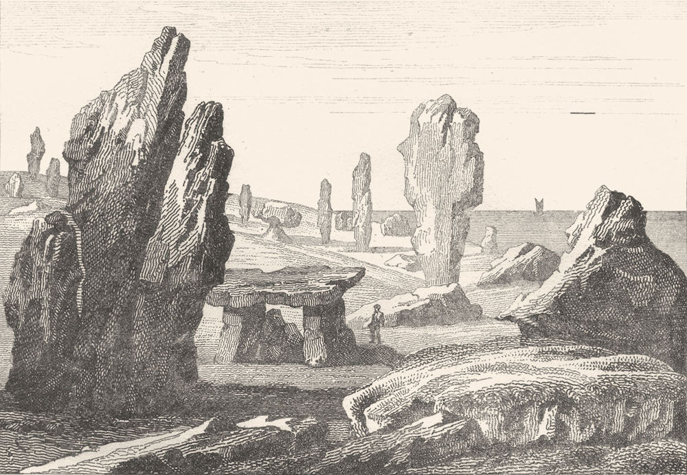 MORBIHAN. Monuments druidiques de Carnac 1835 old antique print picture