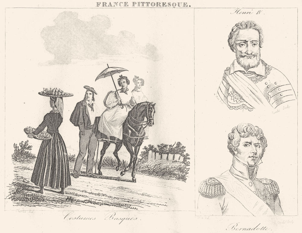 PYRÉNÉES-ATLANTIQUES. Basses. dress Basques; Henri 4; Bernadotte 1835 print