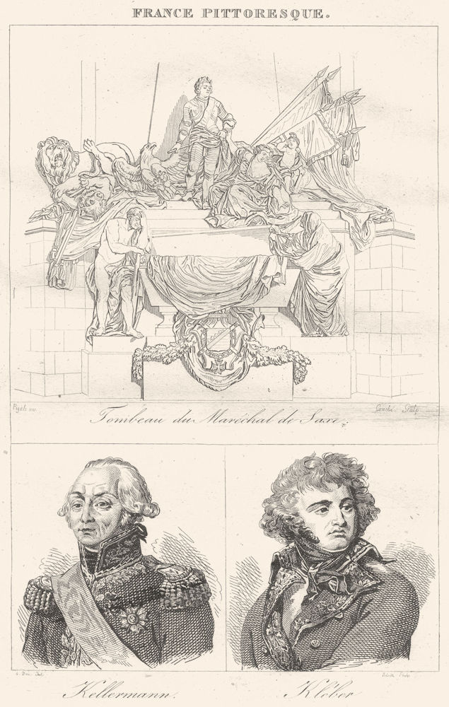 Associate Product STRASBOURG.Tombeau Marechal Sachsen(Saxony Saxe);Kellermann;Kléber 1835 print