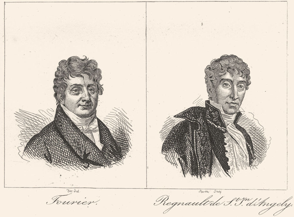 YONNE. Fourier; Regnault de St. Jean d'Angely 1835 old antique print picture