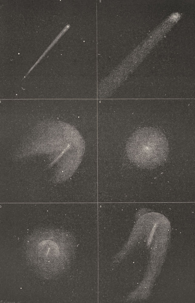 Associate Product HALLEY'S COMET. Different views. Hershel. Ophiuchus, 1835-1836 1877 old print