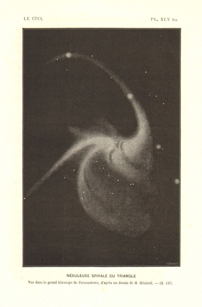 Associate Product ASTRONOMY. Triangulum Galaxy. Spiral Nebula Triangle; Rosse Telescope, Birr 1877