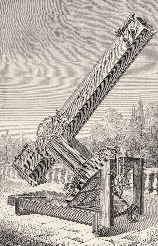 Associate Product ASTRONOMY. Mirror telescope; (Foucault) observatory, Marseilles 1877 old print