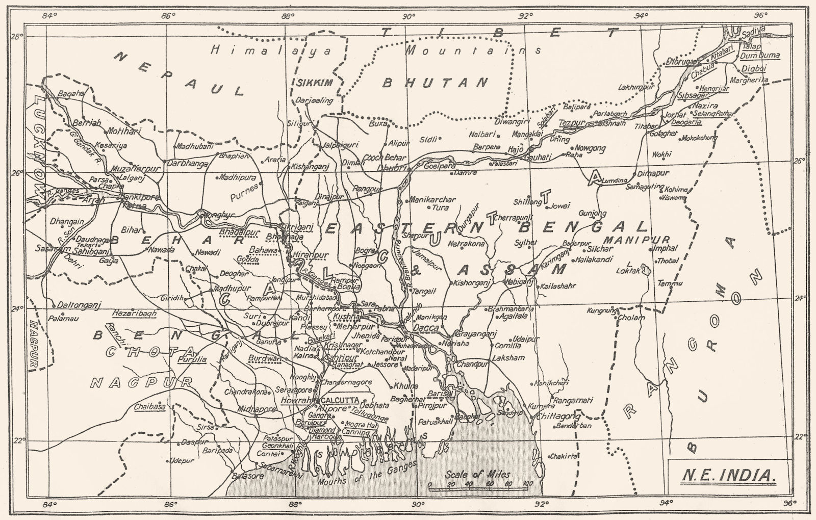 Associate Product INDIA. NE; SPG Mission Stations- CMS- Oxford Calcutta (Kolkata)  1922 old map