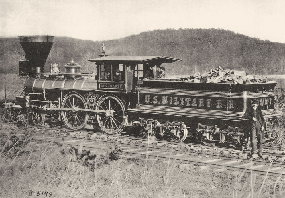 US CIVIL WAR. 1860- 1865. US Military railroad. Steam train "General Haupt" 1935