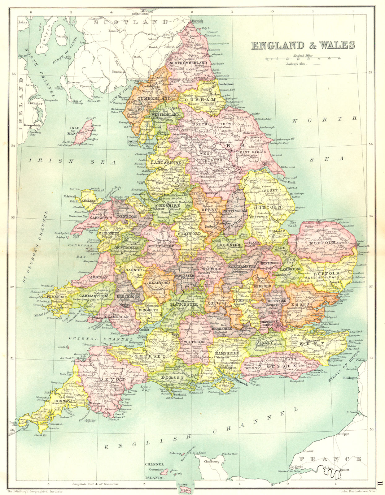 Associate Product ENGLAND & WALES. Showing counties. Cassells. 1909 old antique map plan chart