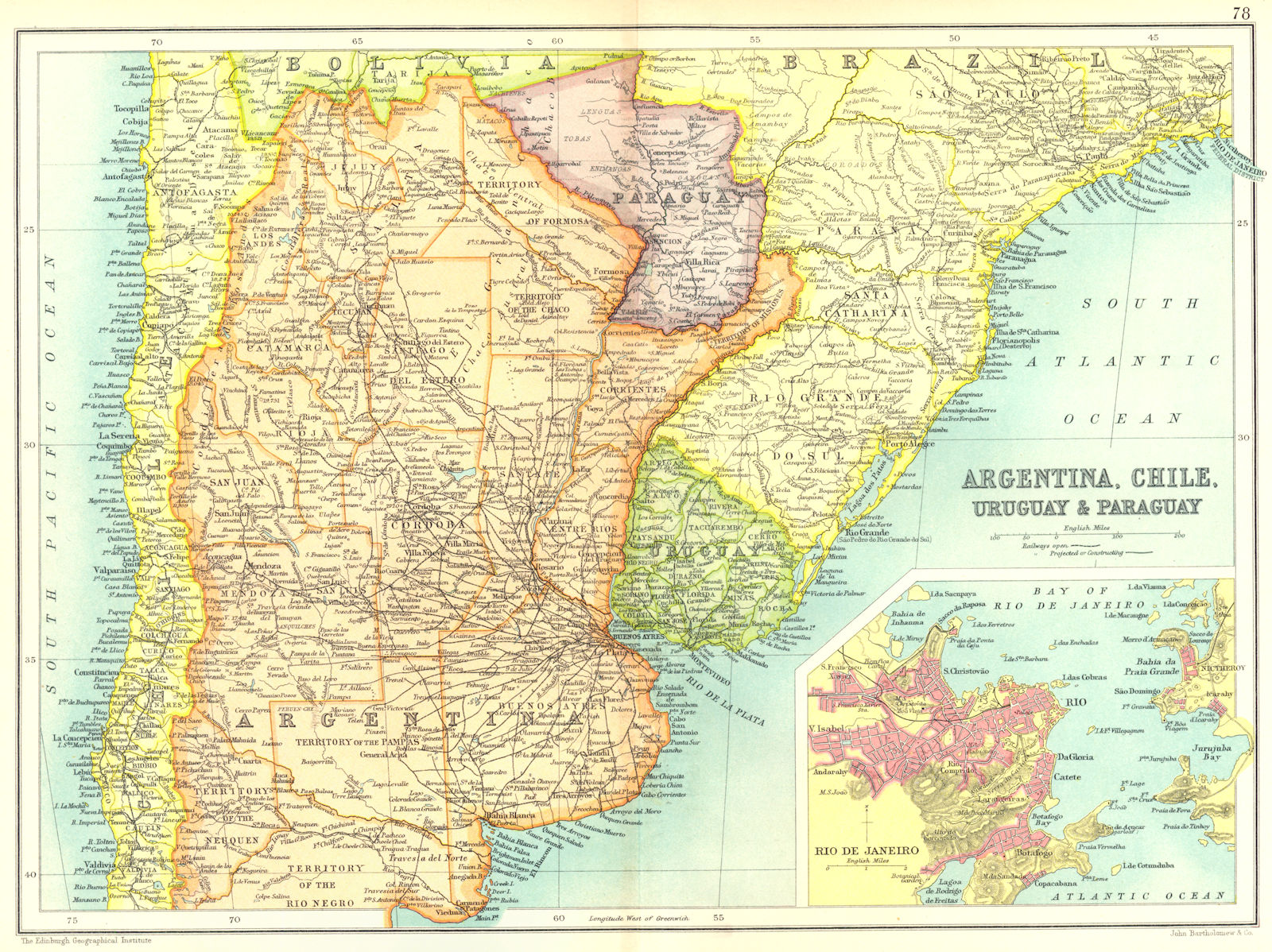 Associate Product SOUTH AMERICA.Brazil Argentina Chile Uruguay Paraguay; Rio de Janeiro 1909 map