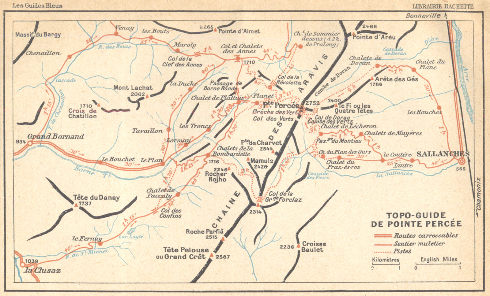 HAUTE- SAVOIE. Topo- guide de Pointe Percée 1925 old vintage map plan chart