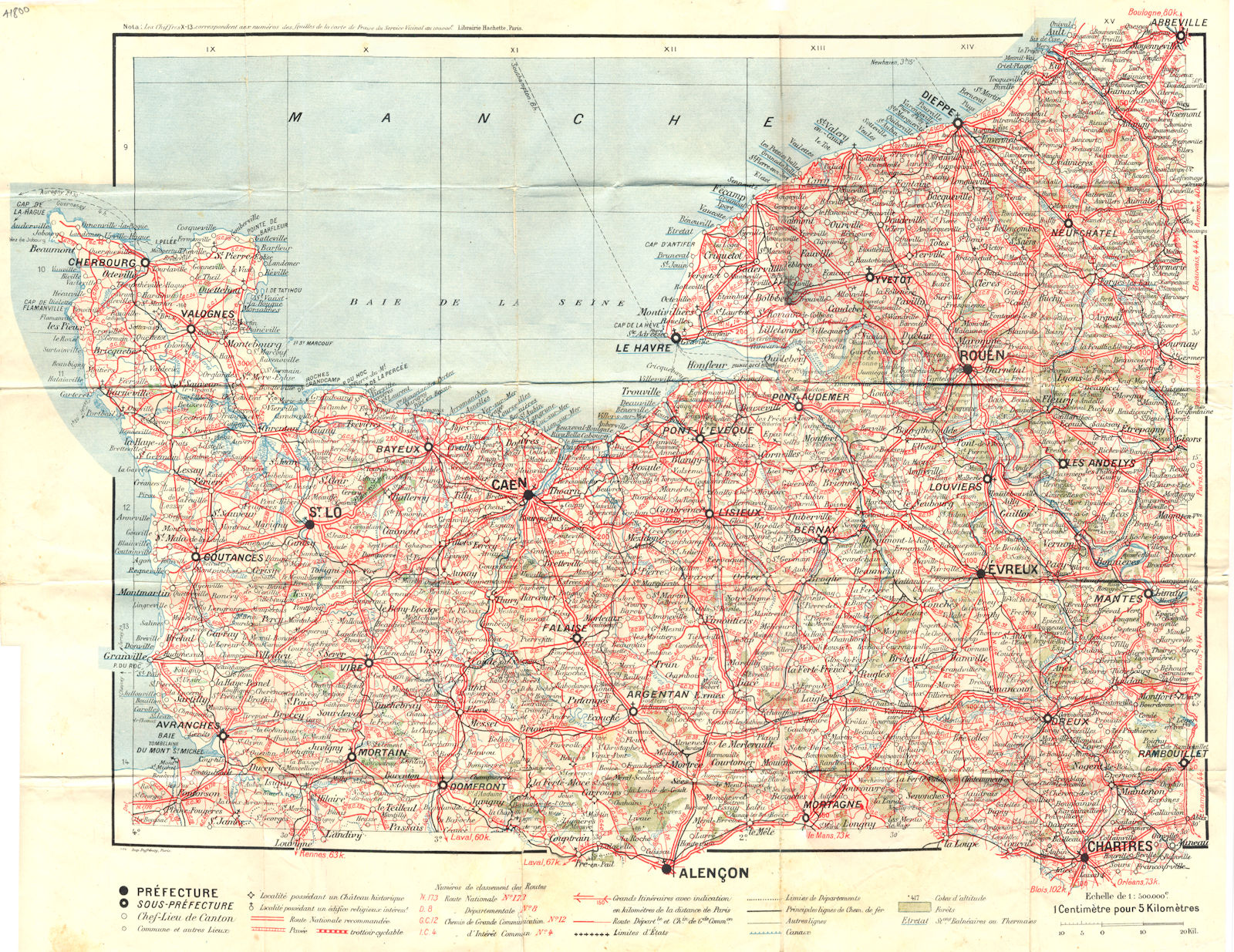 MANCHE. Manche 1921 old vintage map plan chart
