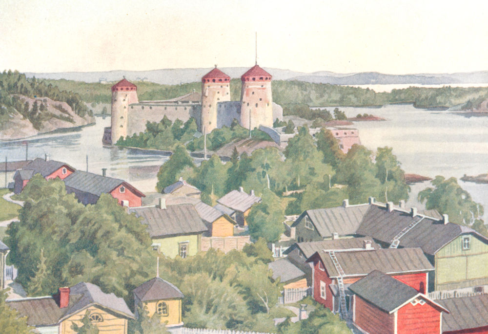 FINLAND. Nyslott Castle 1908 old antique vintage print picture