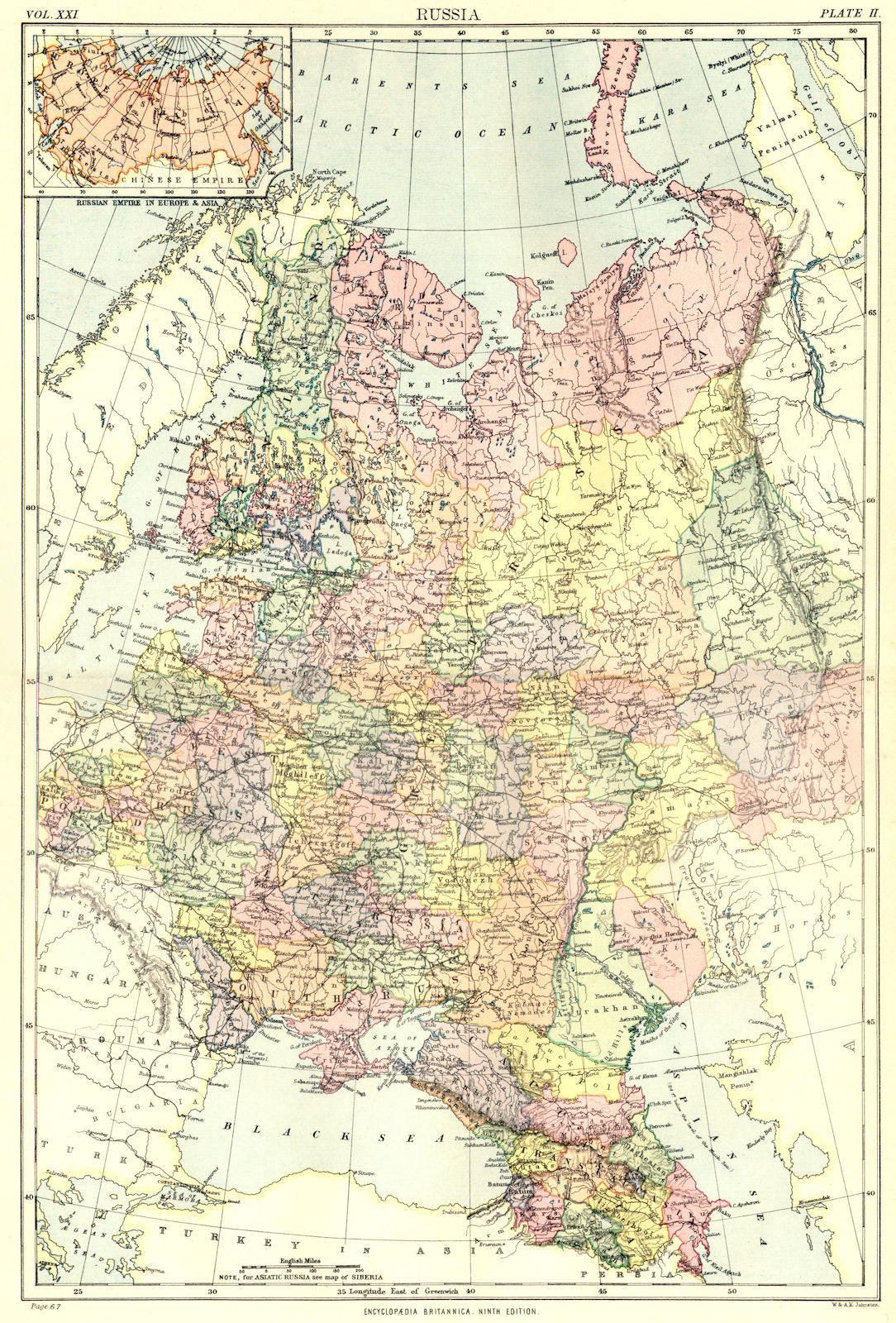 EUROPEAN RUSSIA. Ukraine Finland Georgia Caucasus Baltics. Britannica 1898 map