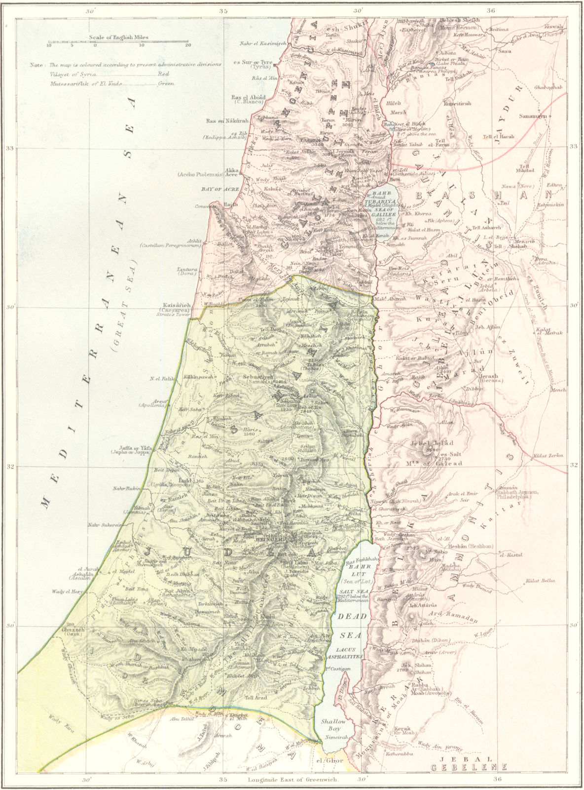 ISRAEL. Palestine. Samaria Judea Galilee. Britannica 9th edition 1898 ...