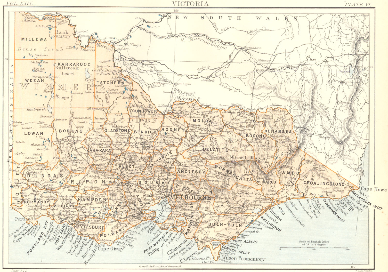 Associate Product AUSTRALIA. Victoria, showing counties. Britannica 9th edition 1898 old map