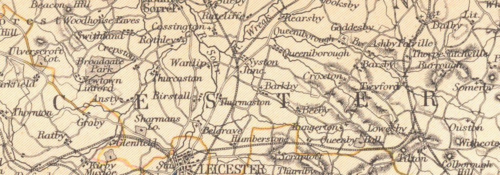 LEICESTERSHIRE & RUTLAND. Britannica 9th edition County map 1898 old