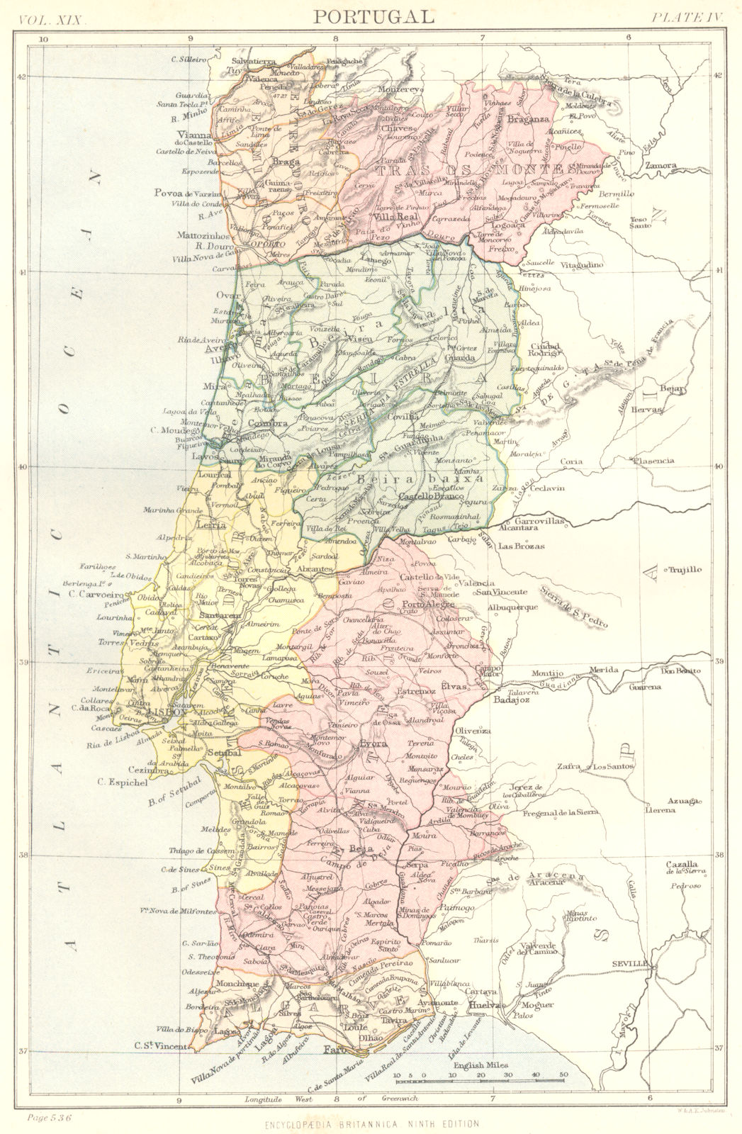 Associate Product PORTUGAL. Showing provinces. Britannica 9th edition 1898 old antique map chart