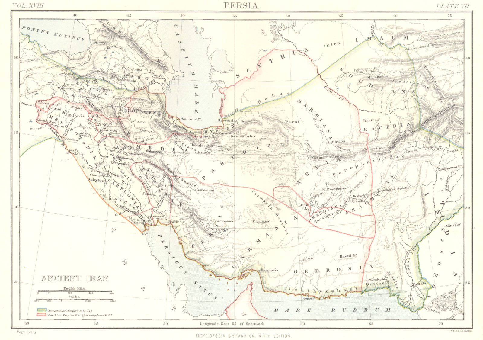 ANCIENT PERSIA. Persia Iran; Ancient Iran. Iraq. Britannica 9th edition 1898 map