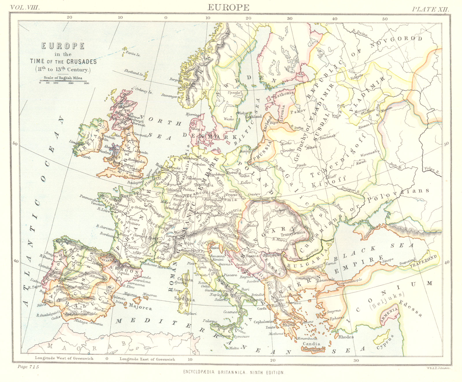 Associate Product EUROPE. in the time the Crusades (11th-13th Centuries). Britannica. 1898 map