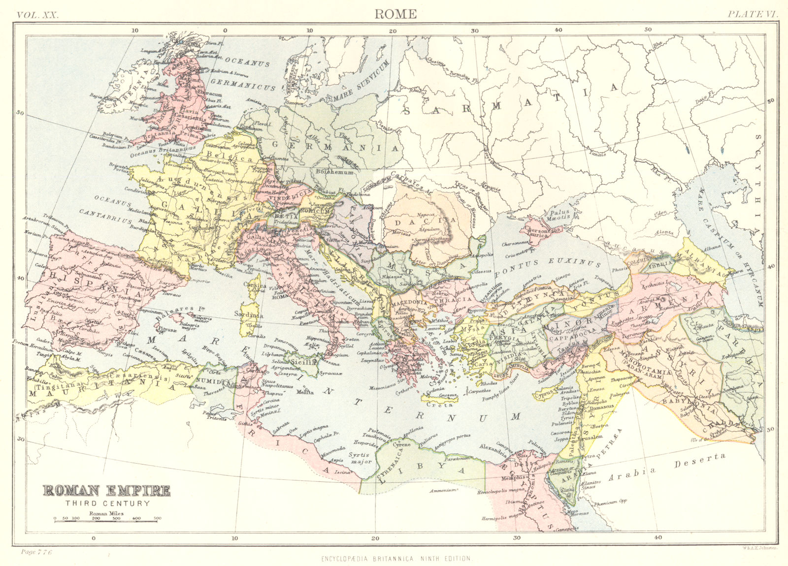 Associate Product ROMAN EMPIRE. In the third century. Britannica 9th edition 1898 old map