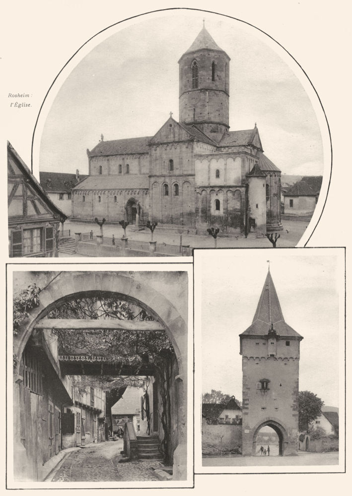 BAS-RHIN. Rosheim. L'Église.  1929 old vintage print picture