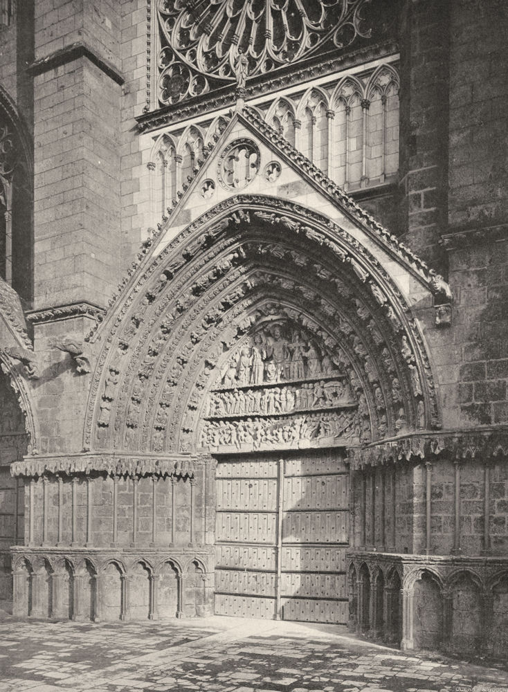 VIENNE. Poitiers- Cathédrale. détail du portail 1904 old antique print picture