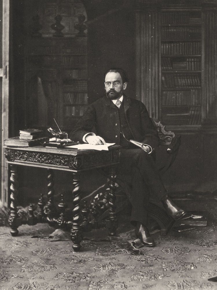 FRANCE. Emile Zola chez lui 1902 old antique vintage print picture