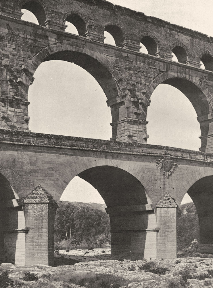 GARD. Arche centrale du Pont Du Gard 1902 old antique vintage print picture