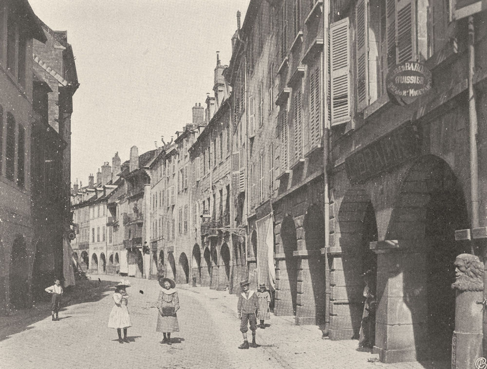 JURA. Lons-le-Saunier- Une rue 1905 old antique vintage print picture