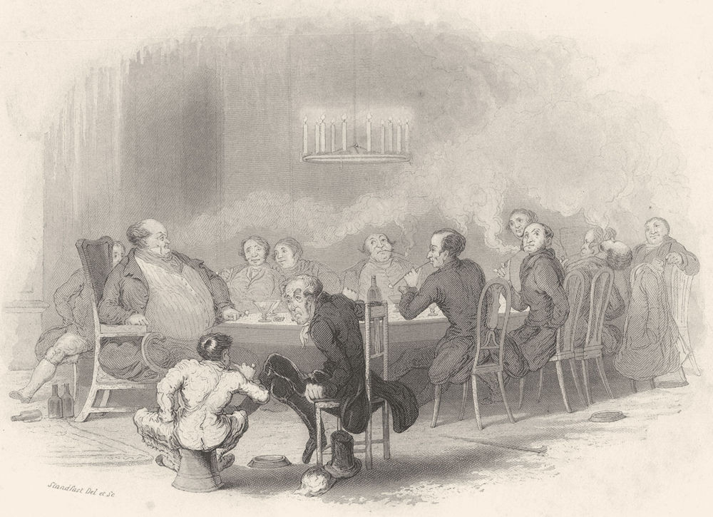 COACHES. Coaching. 'Chalked- off Coachman's Free Easy'. Group smoking.  1842