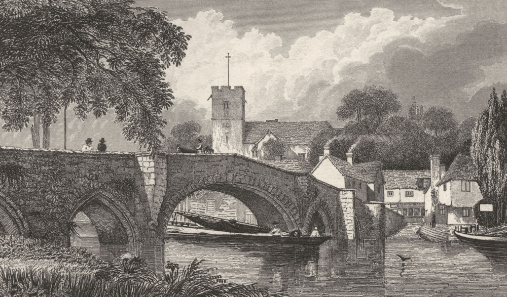 KENT. Aylesford Church & Bridge, Kent. (Bartlett/Winkles) 1828 old print