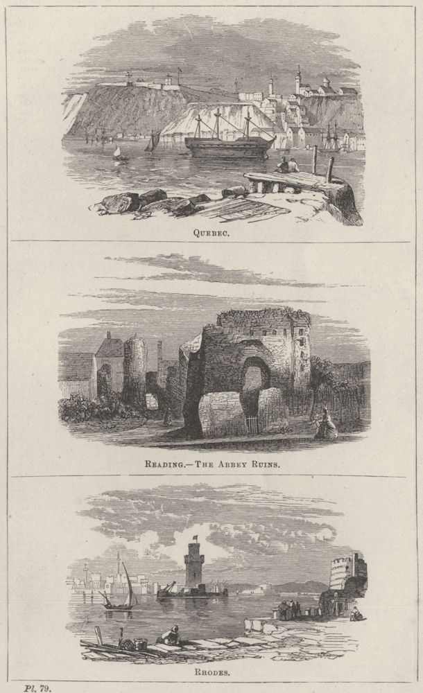 CANADA. Quebec; Reading- The Abbey Ruins; Rhodes 1870 old antique print