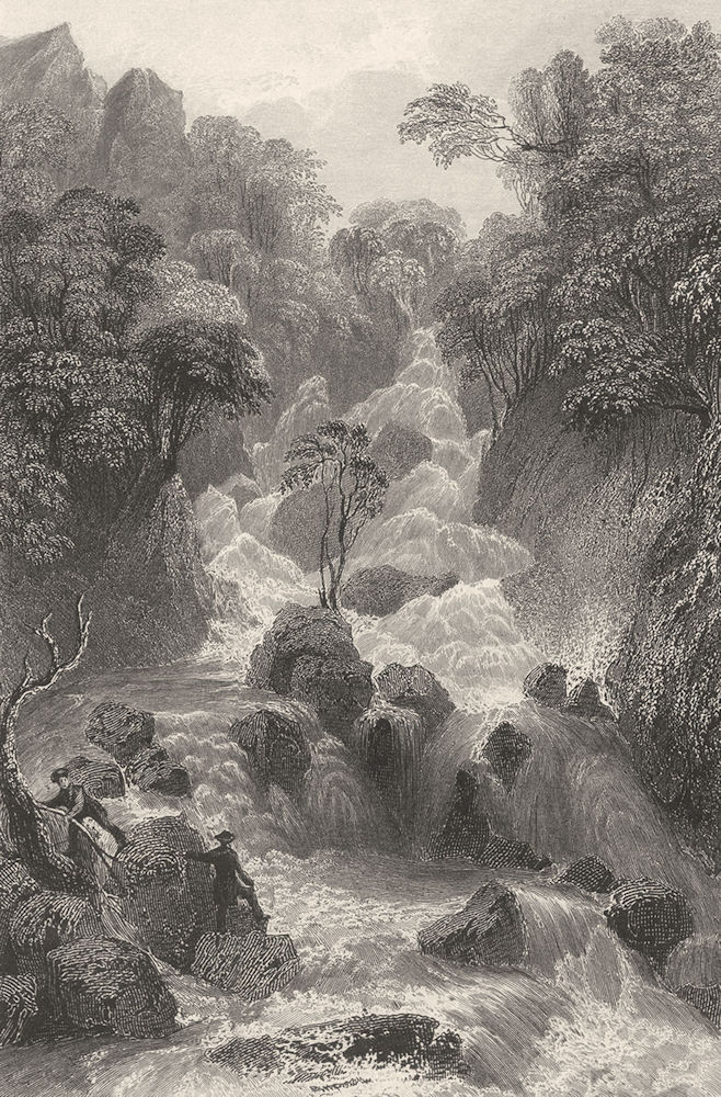 CUMBRIA. Lodore Cataract. Waterfall. Cumberland. (Allom) 1832 old print