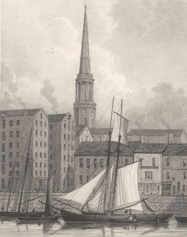 Associate Product LIVERPOOL. St. George's Church, from the Docks. (Finden/Westall) 1834 print