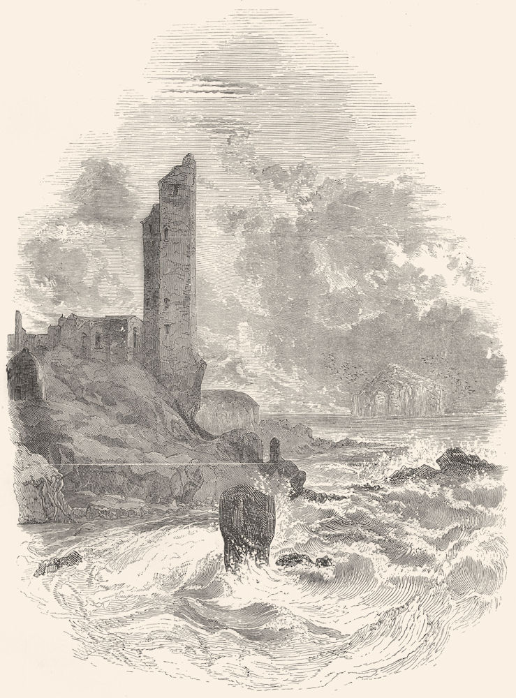 SCOTLAND. Dunure Castle 1850 old antique vintage print picture