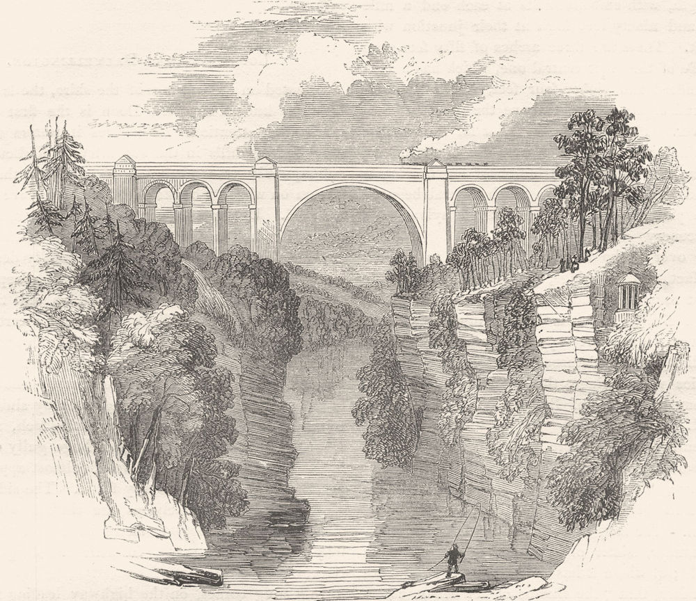 SCOTLAND. Viaduct at Ballochmyle 1850 old antique vintage print picture