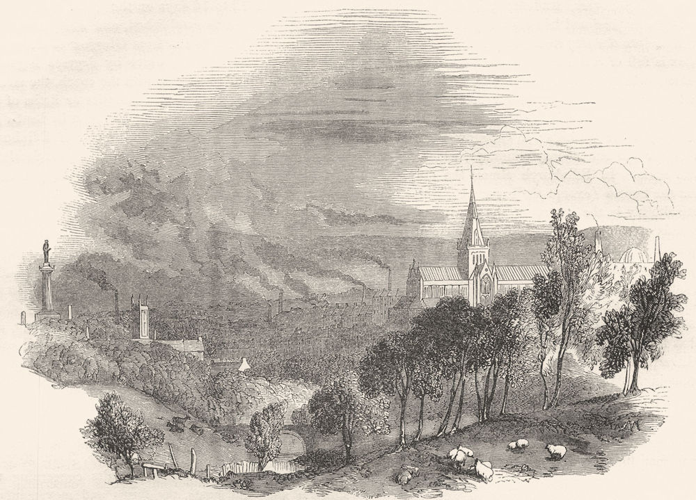 GLASGOW. Glasgow, From St. Rollox 1850 old antique vintage print picture
