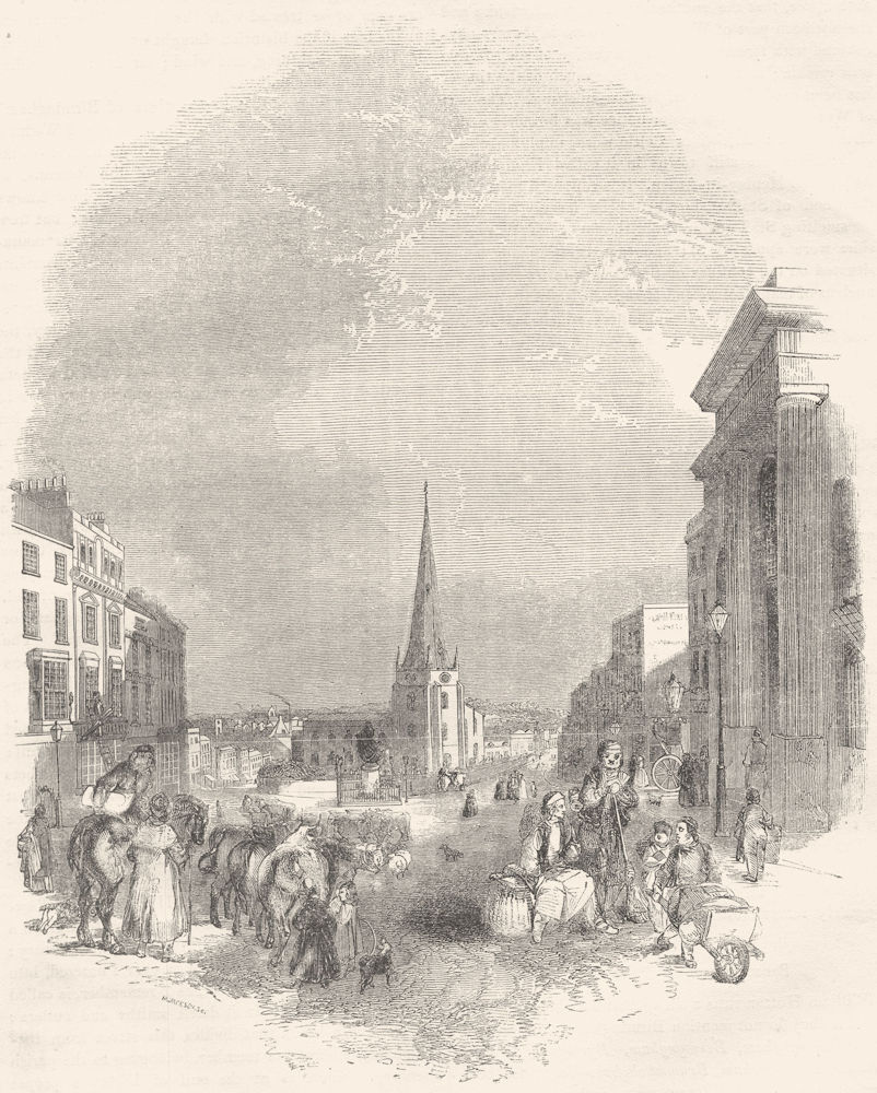 BIRMINGHAM. The Bull Ring 1850 old antique vintage print picture