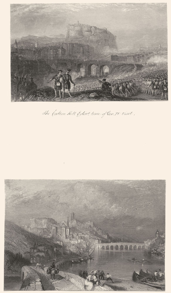 SCOTLAND. The Calton Hill Edinburgh, Time of Geo. IV, Visit c1840 old print