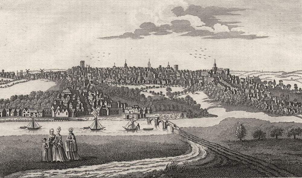 COLCHESTER. Perspective View of Colchester, in the County of Essex 1771 print